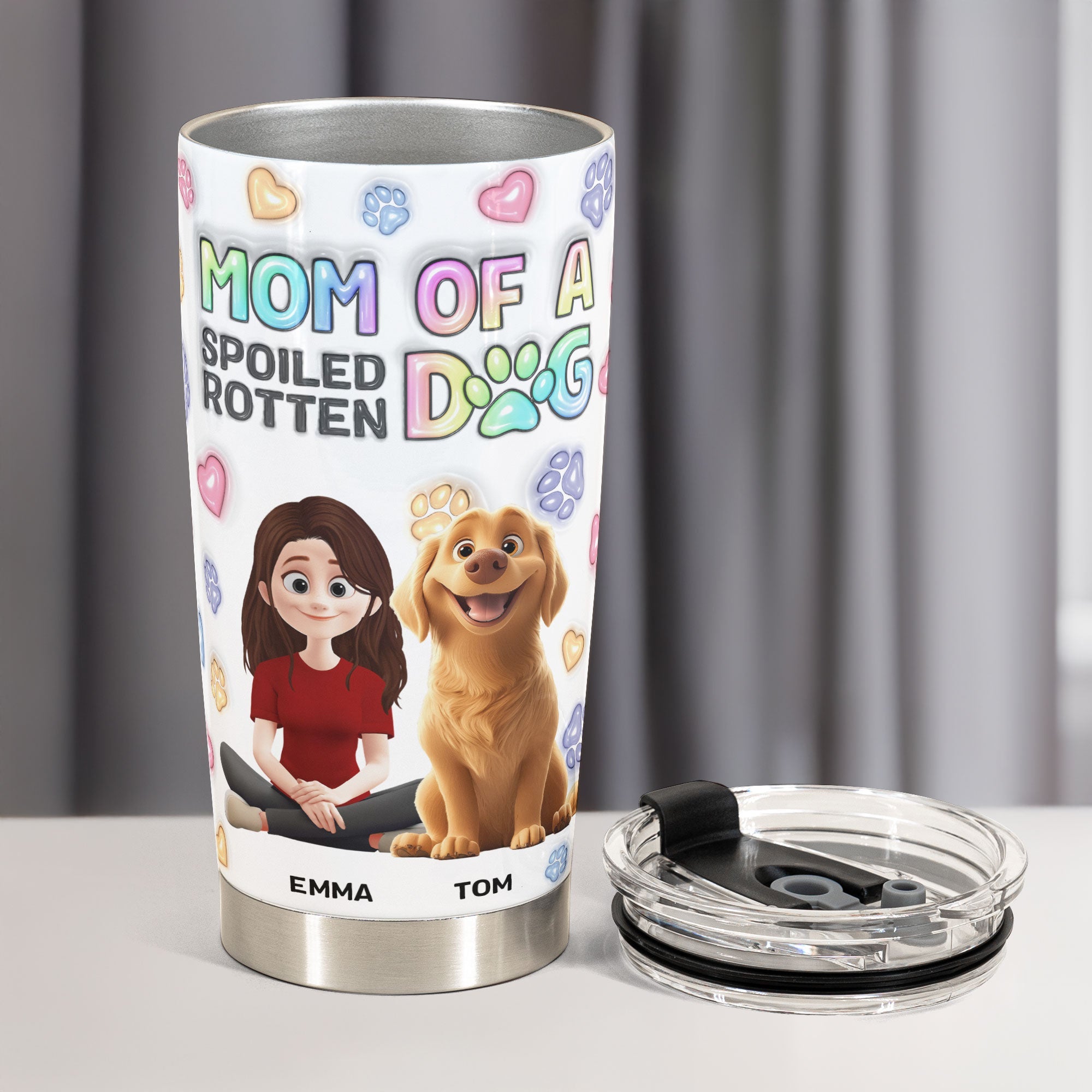 Mom Of A Spoiled Rotten Dog - Personalized Tumbler Cup for Dog Moms Tumbler Cup PopCulturePrints