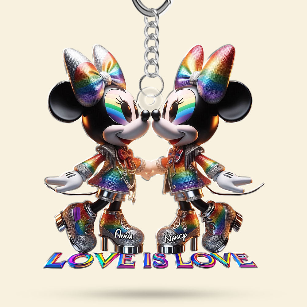 Love is Love - Personalized LGBT Mouse Couple Keychain Keychains PopCulturePrints