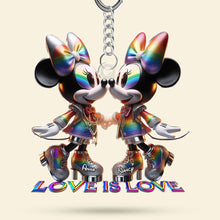 Load image into Gallery viewer, Love is Love - Personalized LGBT Mouse Couple Keychain Keychains PopCulturePrints
