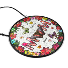 Load image into Gallery viewer, &quot;You Are Loved, Mom&quot; - Personalized Butterfly Stained Glass Suncatcher - Gift for Mom, Grandma, and Loved Ones Suncatcher Ornament PopCulturePrints
