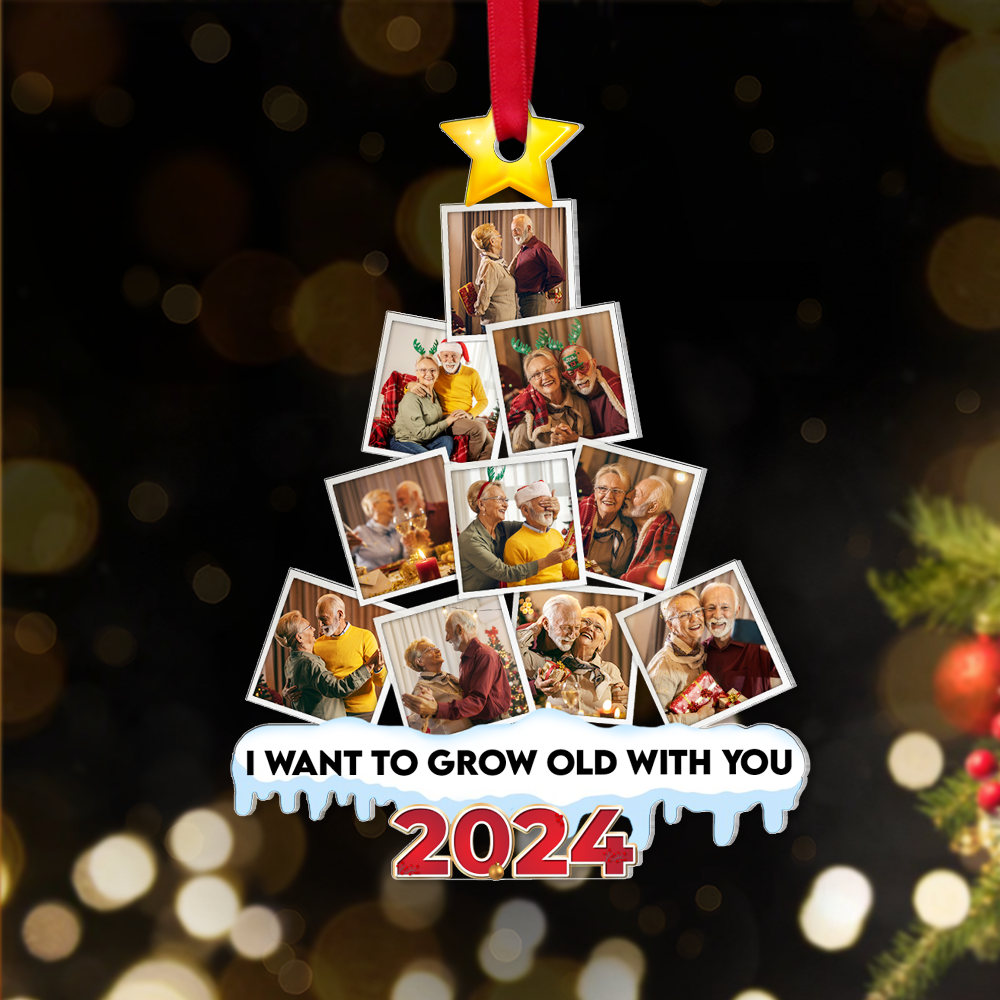 Custom Old Couple Christmas Ornament - Personalized 2024 Keepsake | Valentine's Day Gifts Ornament PopCulturePrints