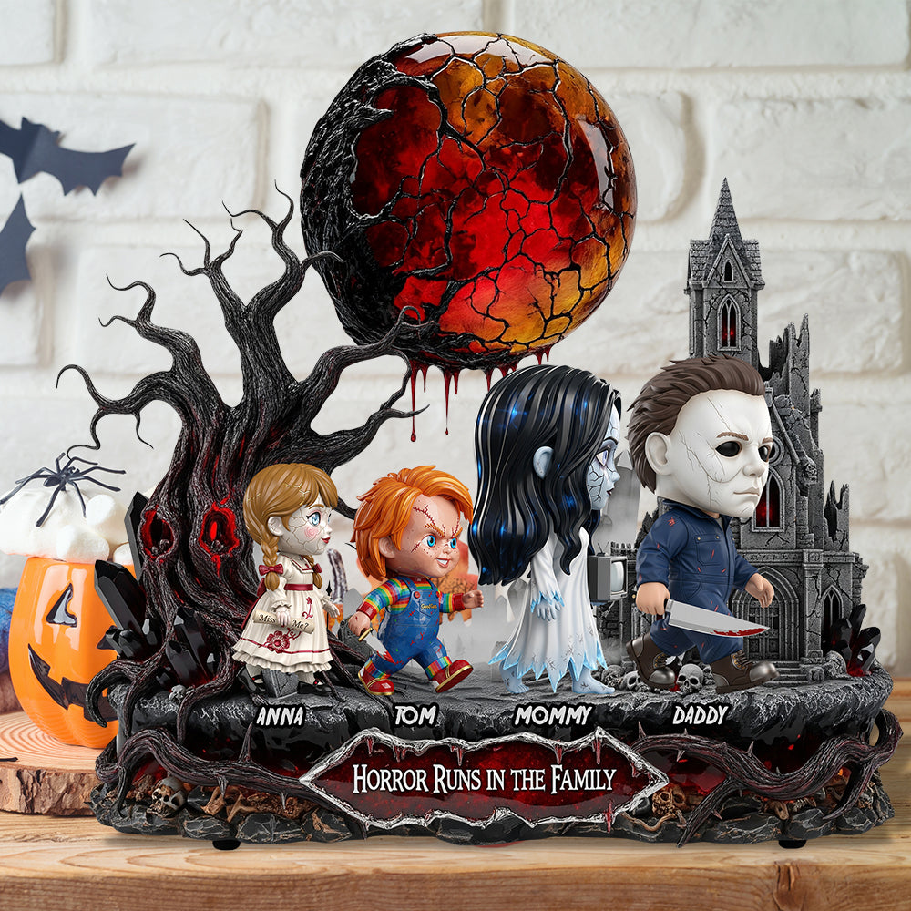 "Horror Runs Deep in the Family" - Personalized Horror Slay Family Acrylic Plaque - Unique Gift for Horror Fans, Family & Friends Shaped Plaques PopCulturePrints