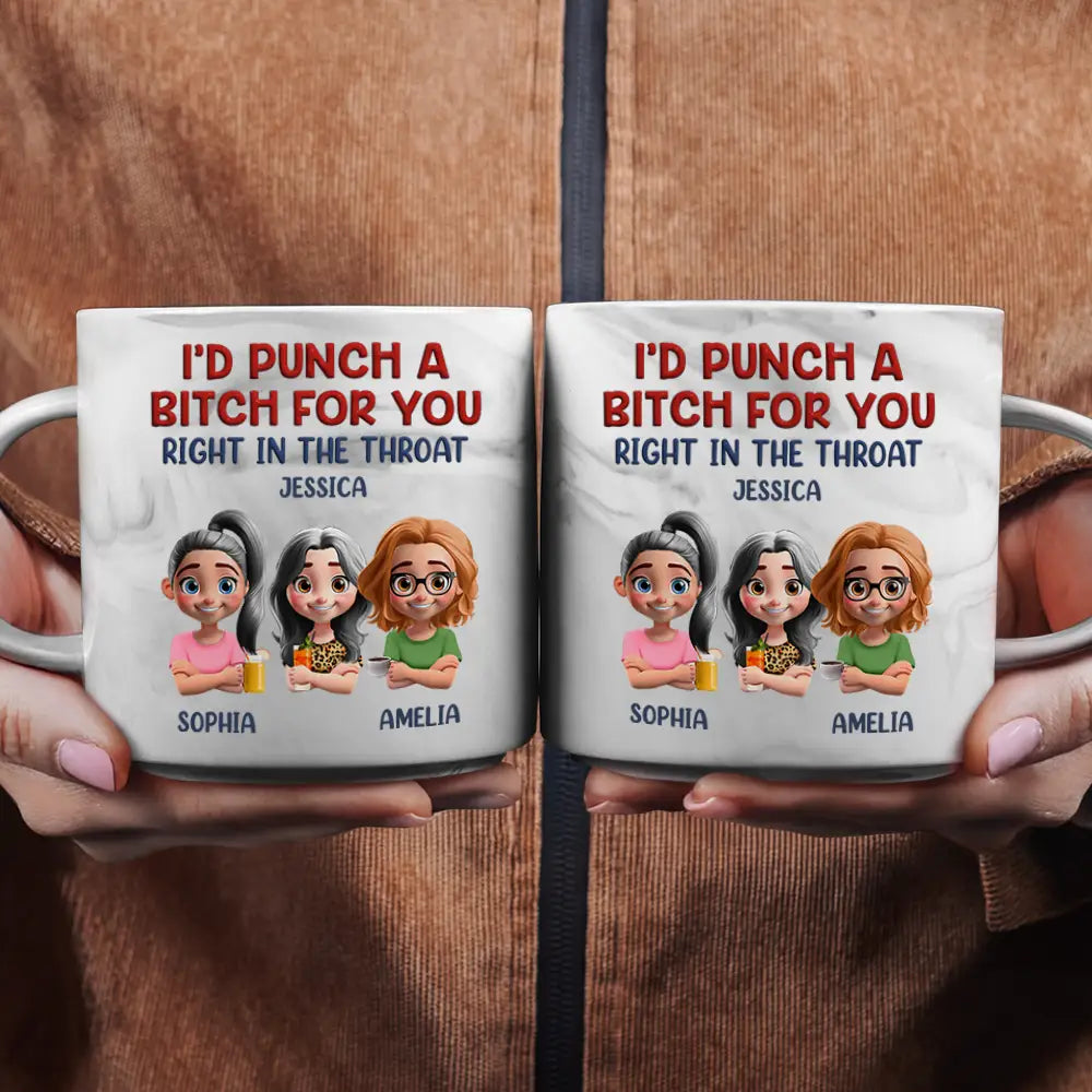 I'd Punch A Bitch For You - Personalized Marble Mug Marble Mug PopCulturePrints