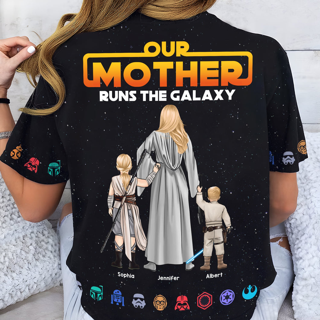 Personalized Galactic Mom 3D Shirt - Custom Family Names AOP Products PopCulturePrints