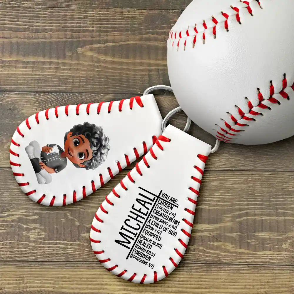You Are Chosen - Personalized Leather Baseball Keychain Leather Baseball Keychain PopCulturePrints