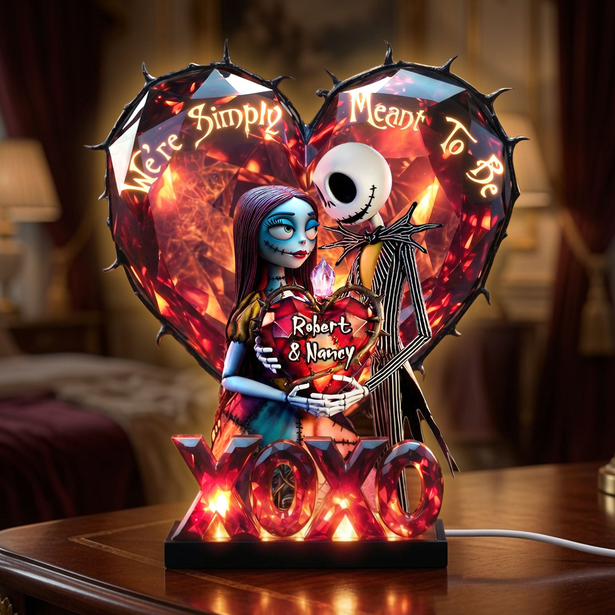 We're Simply Meant To Be - Gothic Romance Acrylic Light Box - Personalized Gifts for Couples