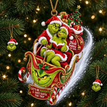 Load image into Gallery viewer, “Spreading Cheer with a Fun Twist” - Fun Mischievous Snow Ride Acrylic Ornament, Personalized Gift for Couples
