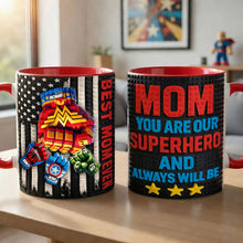 Load image into Gallery viewer, “Mom, You Are Our Superhero!” - Personalized Coffee Mug for Mother's Day Coffee Mug PopCulturePrints
