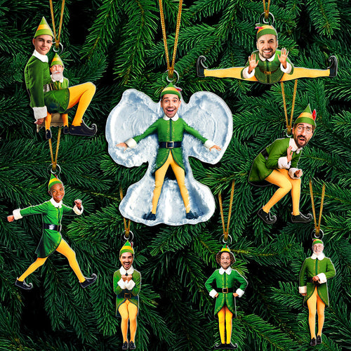 Custom Movie-Themed Christmas Ornaments - Personalized Elf Photo Gifts Ornament PopCulturePrints