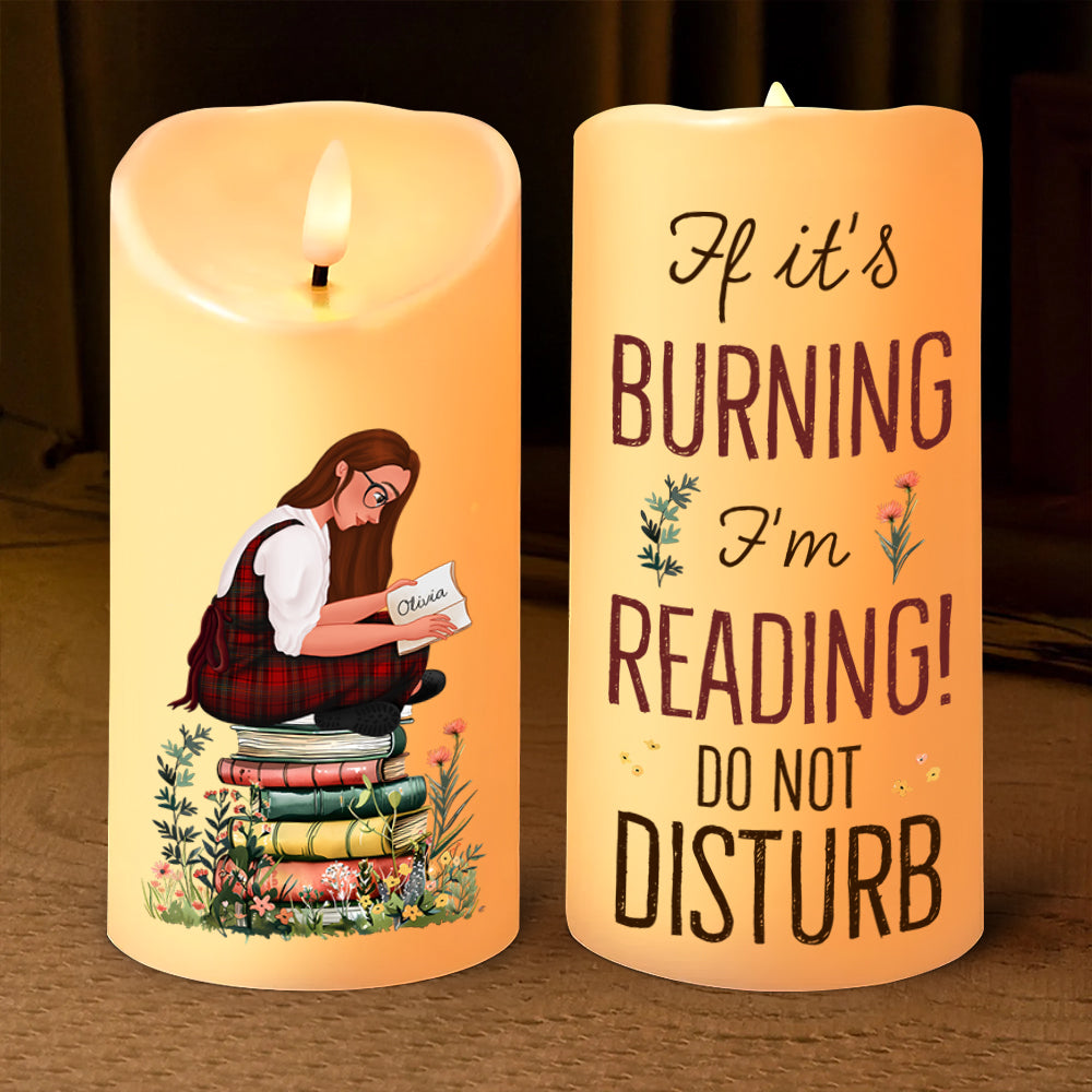 Personalized LED Candle for Book Lovers - 'If it's Burning, I'm Reading!' Led Candle PopCulturePrints