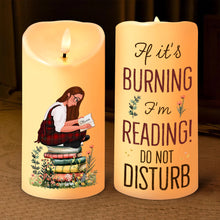 Load image into Gallery viewer, Personalized LED Candle for Book Lovers - 'If it's Burning, I'm Reading!' Led Candle PopCulturePrints
