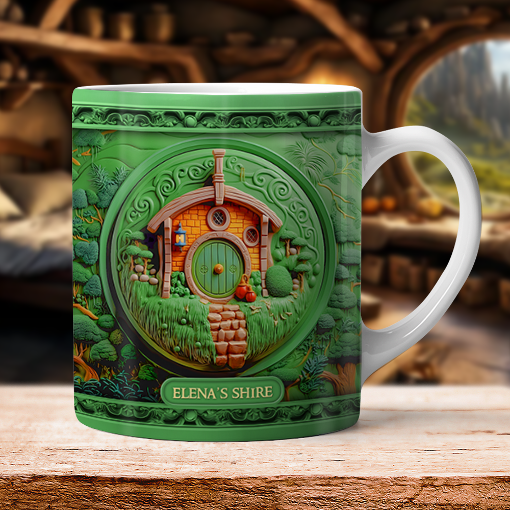 Personalized Fantasy Adventure Coffee Mug - Custom Hobbit House Design