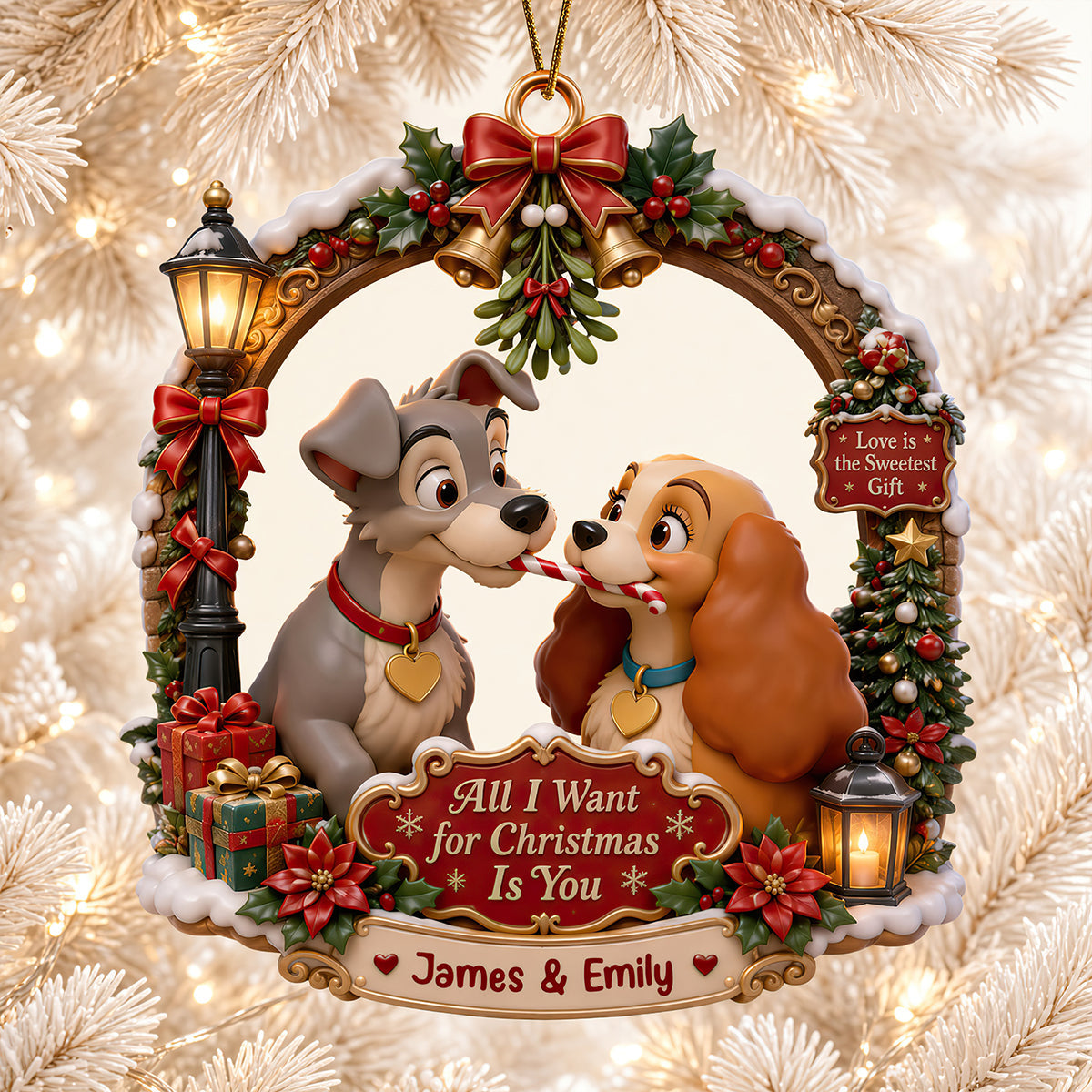 All I Want for Christmas Is You - Personalized Ornament for Couples Ornament PopCulturePrints