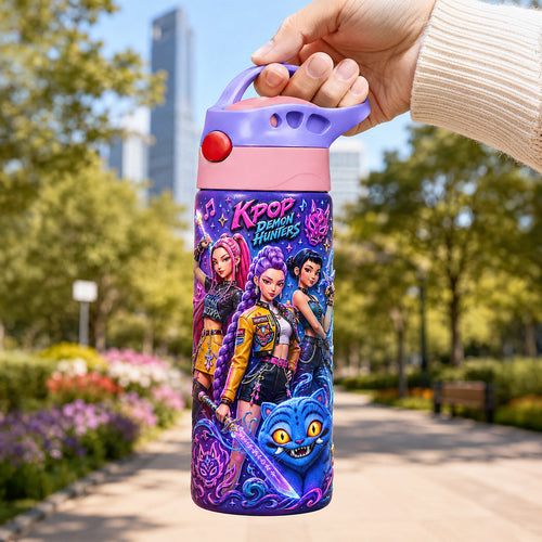 KPOP Demon Hunters 12oz Colorful Kid Tumbler - Personalized Gift for Young Fans Tumbler Cup PopCulturePrints
