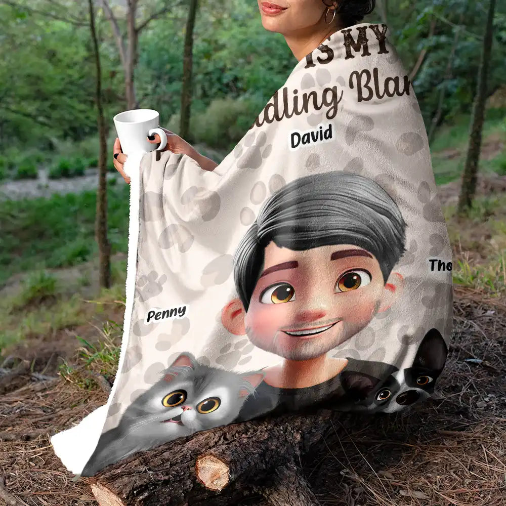 “This Is My Cat Cuddling Blanket” - Personalized Fleece Blanket for Cat Lovers & Pet Owners Fleece Blanket PopCulturePrints
