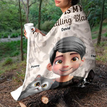 Load image into Gallery viewer, “This Is My Cat Cuddling Blanket” - Personalized Fleece Blanket for Cat Lovers &amp; Pet Owners Fleece Blanket PopCulturePrints
