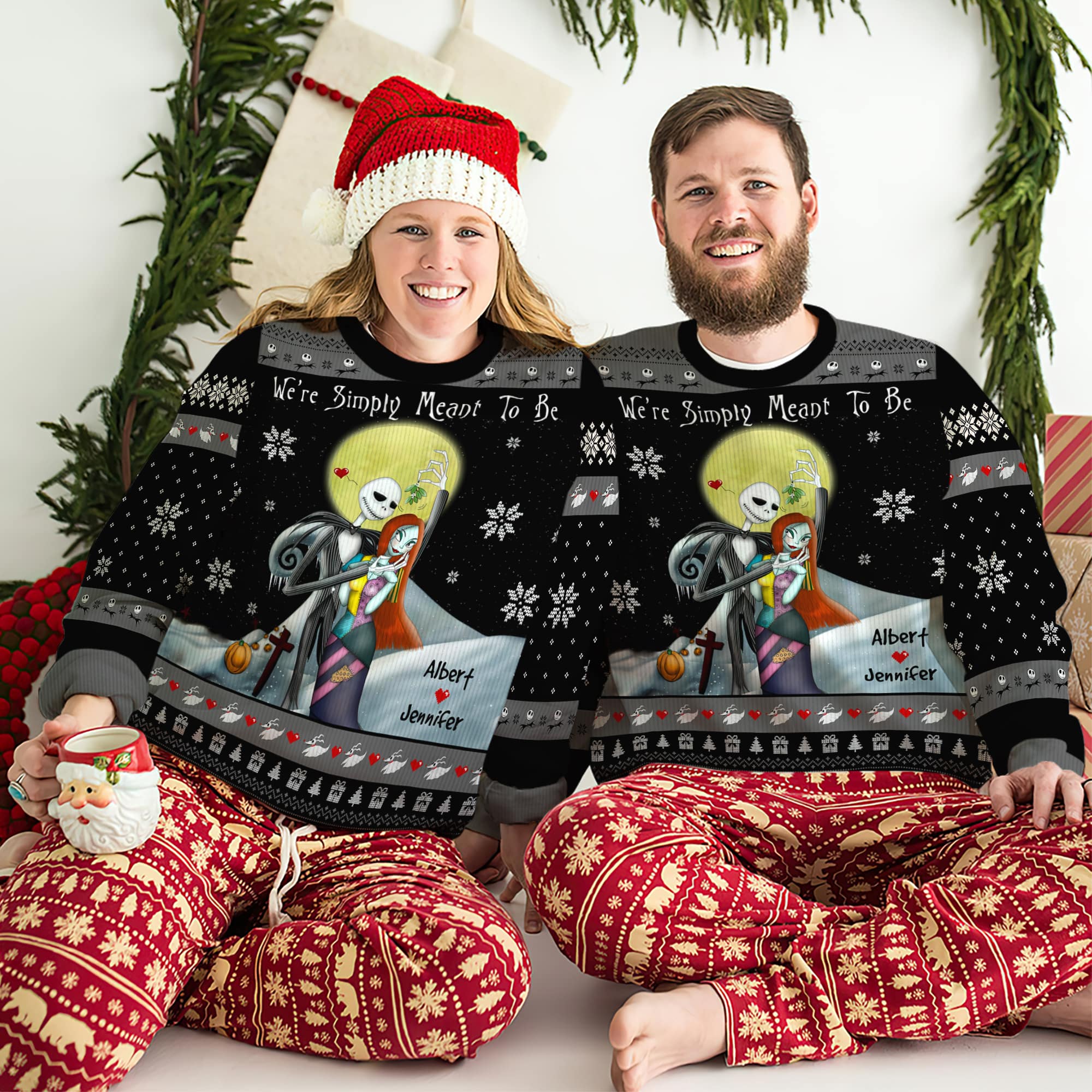 Personalized Cartoon Couple Ugly Christmas Sweater - Perfect Holiday Gift for Valentine's Day Gifts Ugly Christmas Sweater PopCulturePrints