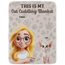 Load image into Gallery viewer, “This Is My Cat Cuddling Blanket” - Personalized Fleece Blanket for Cat Lovers &amp; Pet Owners Fleece Blanket PopCulturePrints
