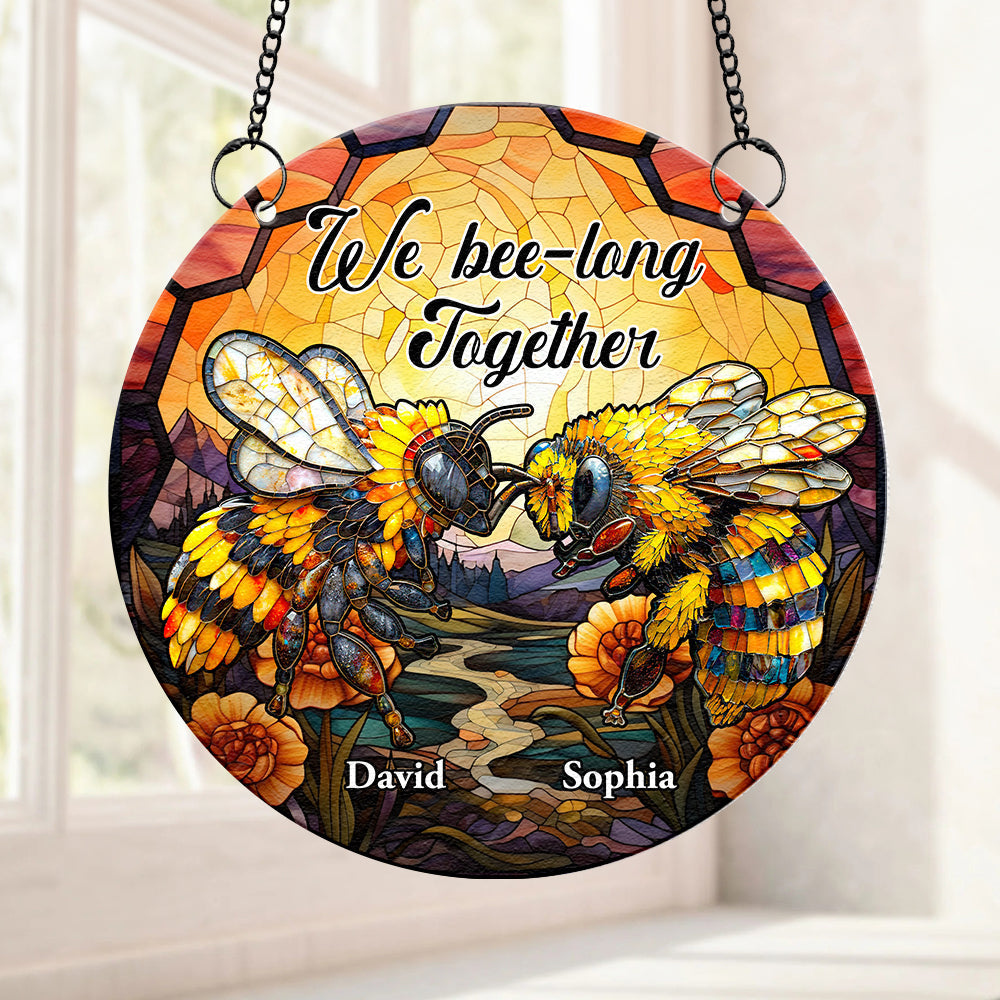 Personalized 'Bee-long Together' Suncatcher Ornament for Couples