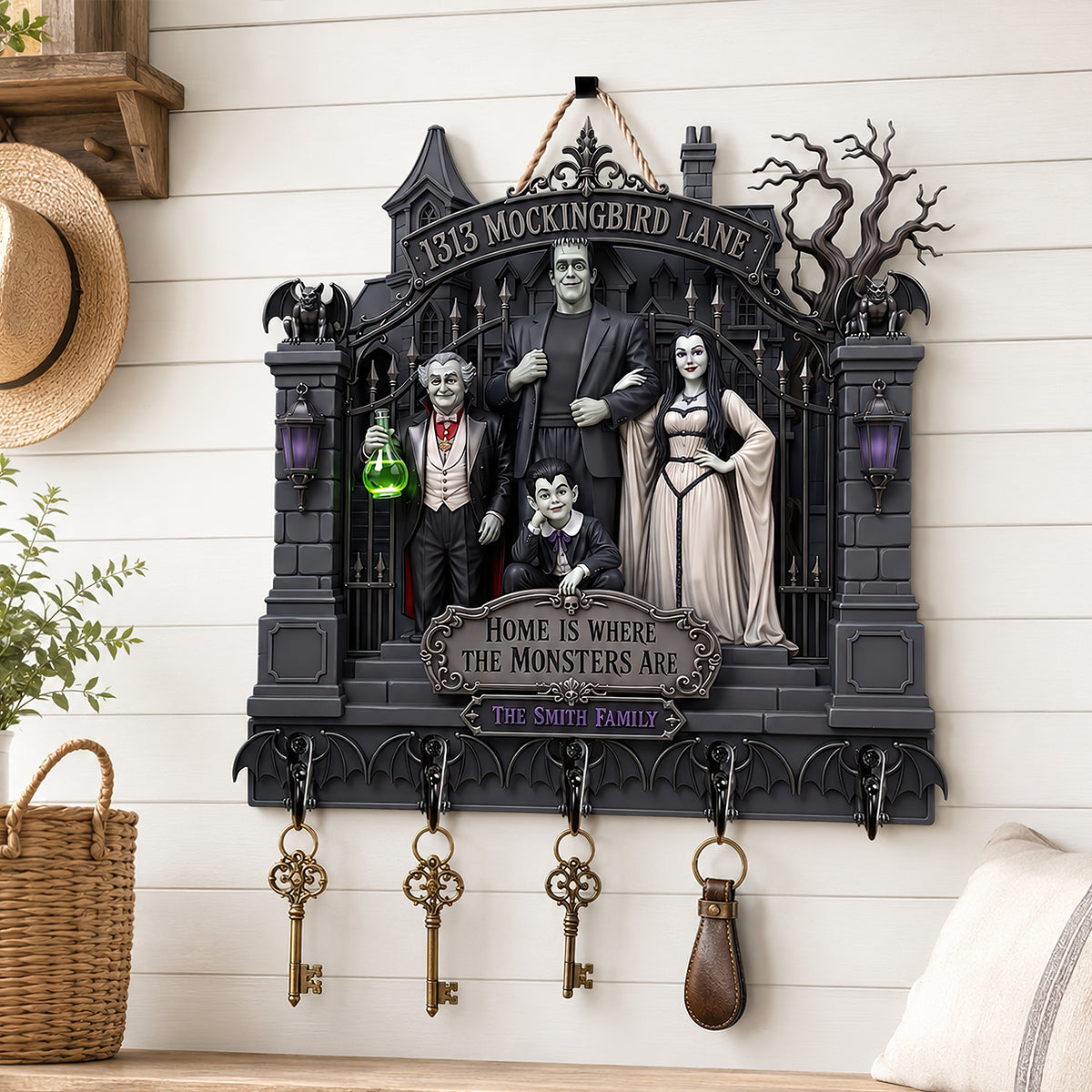 Home is Where the Monsters Are - Gothic Family Acrylic Key Hanger | Personalized Gifts for Family