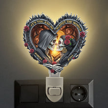 Load image into Gallery viewer, “It's You and Me Against the World” - Personalized Skull Couple Night Light - Custom Gift for Couples, Lovers, and Special Occasions Night Lights PopCulturePrints
