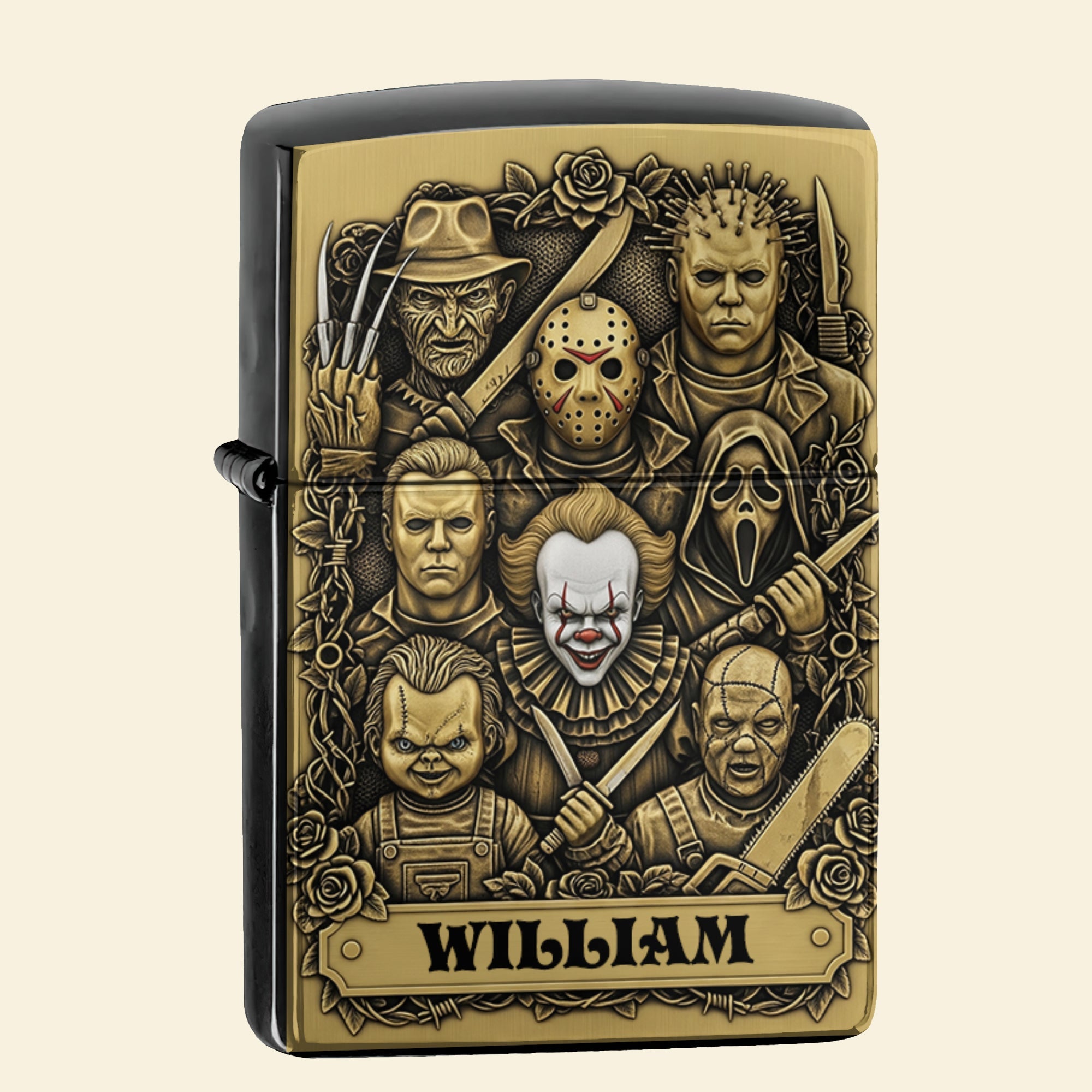 “Ignite the Fear!” – Terrifying Faces Movie Lighter – Personalized Gift for Horror Fans Lighter PopCulturePrints
