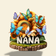 Load image into Gallery viewer, &quot;Brighten Her Day with Personalized Butterflies!&quot; - Acrylic Plaque - Custom Gift for Mom, Grandma, or Loved Ones Shaped Plaques PopCulturePrints
