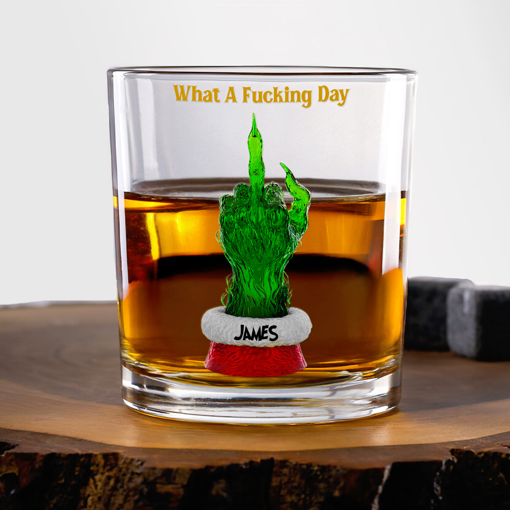 What A Fucking Day - Funny Round Glass - Personalized Christmas Gift for Him/Her Glass PopCulturePrints
