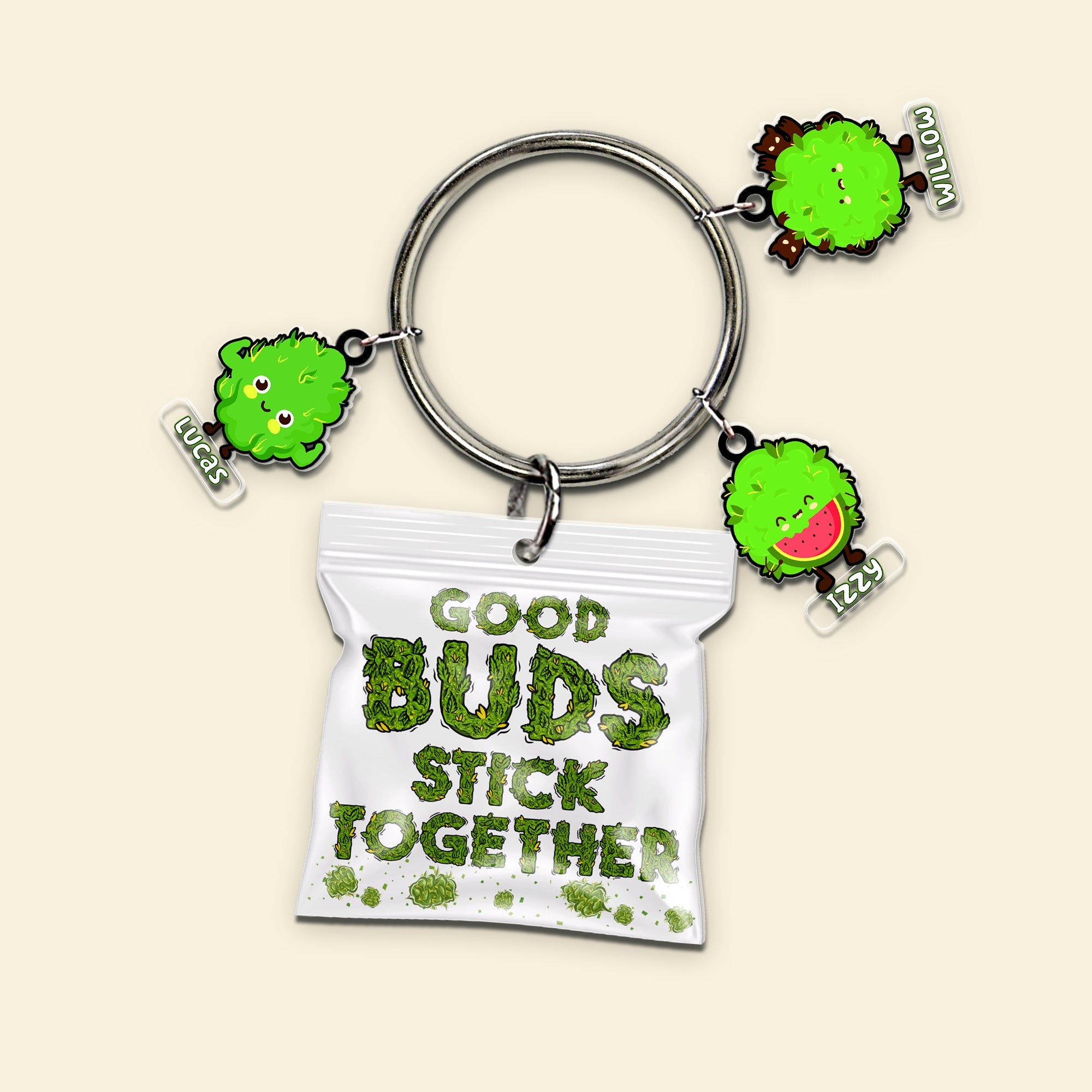 Personalized Funny Keychain Gift with Buddies Charms Keychains PopCulturePrints