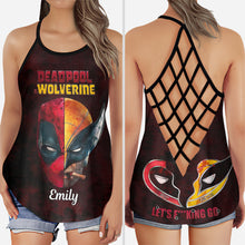 Load image into Gallery viewer, Personalized Deadpool &amp; Wolverine Cross Back Tank Top
