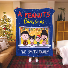 Load image into Gallery viewer, Custom Family Cartoon Christmas Blanket - Peanuts Style
