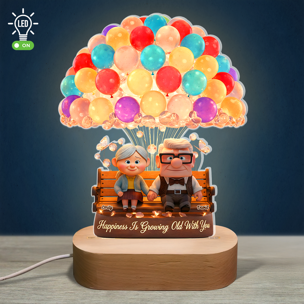 Happiness Is Growing Old With You - 3D LED Light, Personalized Gift for Couples Led Night Light PopCulturePrints