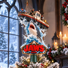 Load image into Gallery viewer, Bring the Thrill of Jaws to Your Holidays - Shark Attack Christmas Tree Topper - Personalized Gift for Movie Lovers
