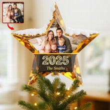 Load image into Gallery viewer, “Celebrate Togetherness” - Funny Holiday Christmas Tree Topper - Custom Photo Gift for Families and Friends Ornament PopCulturePrints
