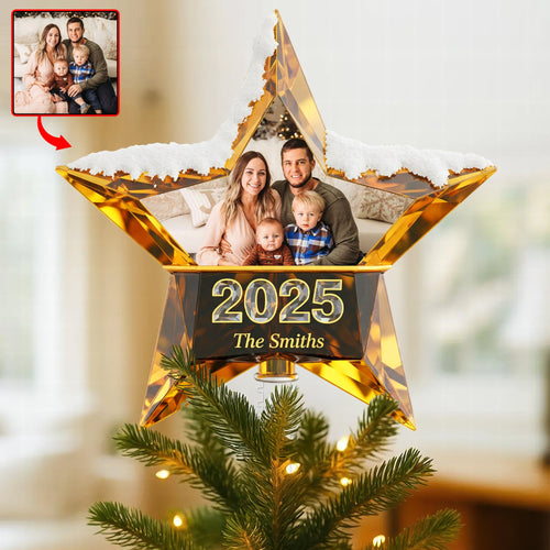“Celebrate Togetherness” - Funny Holiday Christmas Tree Topper - Custom Photo Gift for Families and Friends Ornament PopCulturePrints
