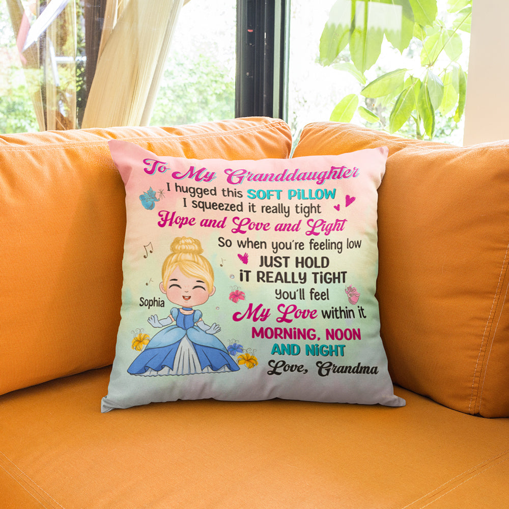 Personalized Princess Pillow for Granddaughter - Heartfelt Hug from Grandma Pillow PopCulturePrints