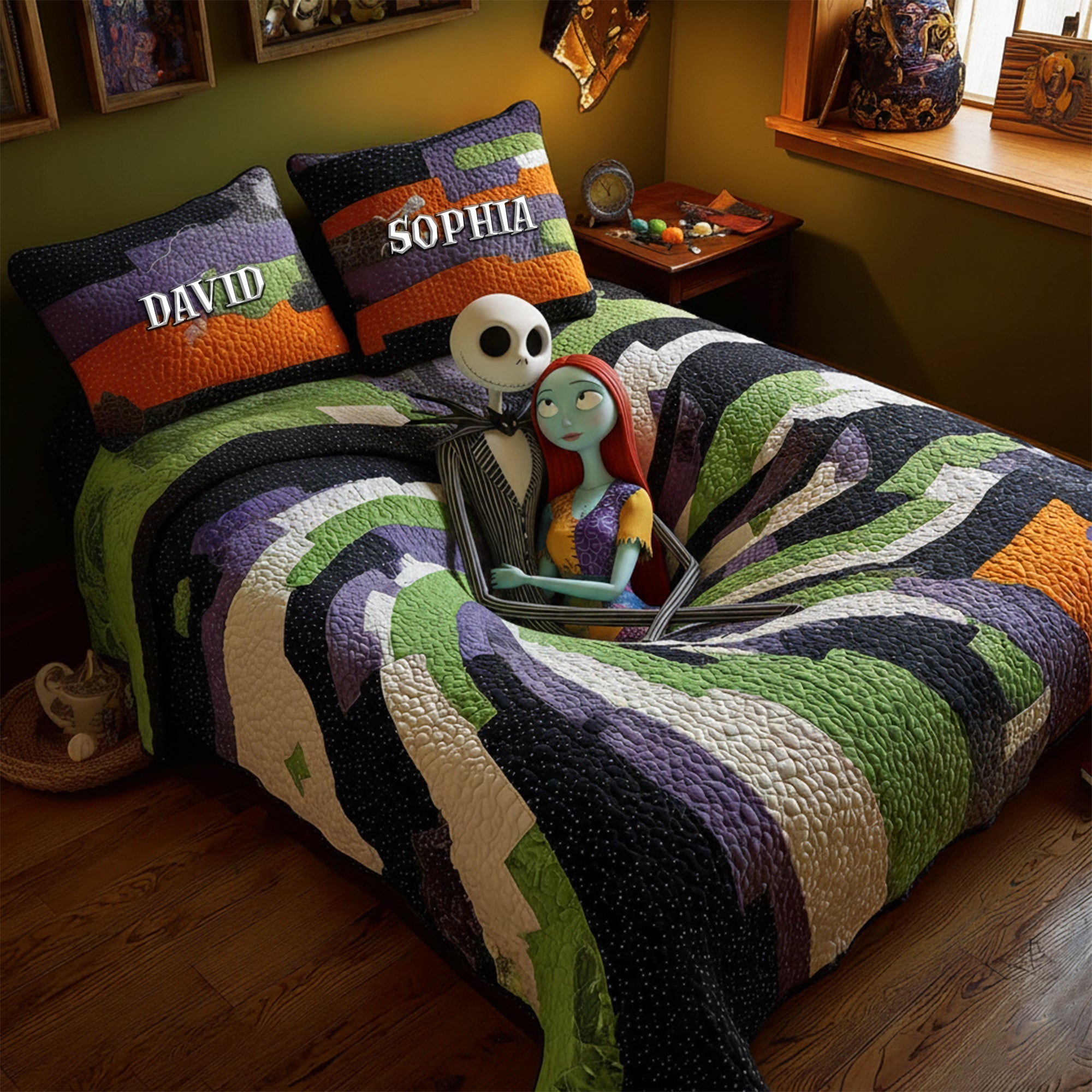 Embrace the Love: Hugging Skull Couples Quilt Bedding Set - Personalized Gift for Couples Bedding Set PopCulturePrints