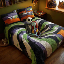 Load image into Gallery viewer, Embrace the Love: Hugging Skull Couples Quilt Bedding Set - Personalized Gift for Couples Bedding Set PopCulturePrints
