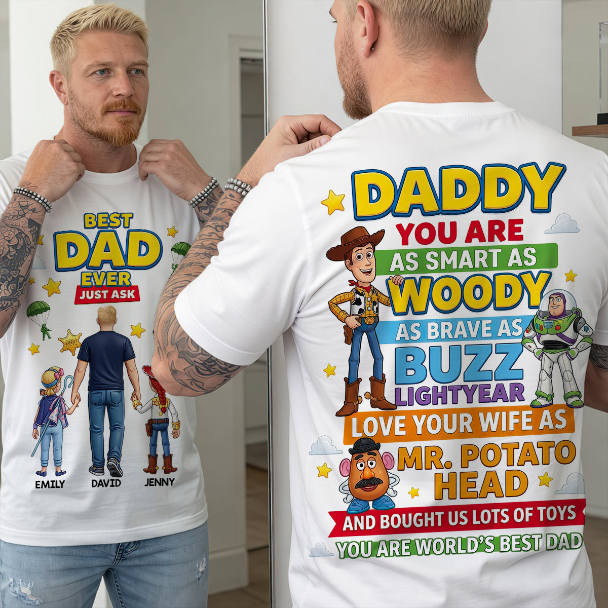 Best Dad Ever - Personalized Dad Shirt with Timeless Characters Shirts PopCulturePrints
