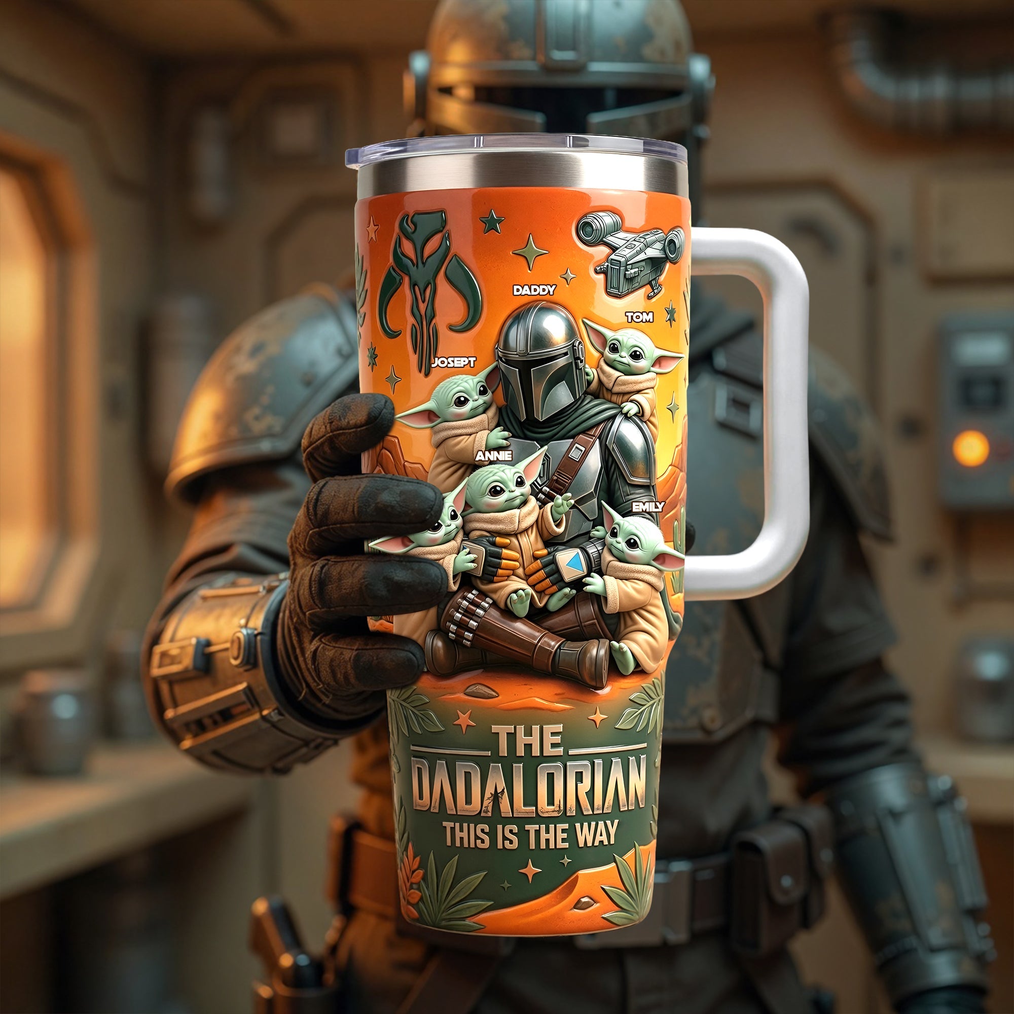 “The Dadalorian: This is the Way” - Personalized Tumbler for Warrior Dads and Kids Tumbler Cup PopCulturePrints