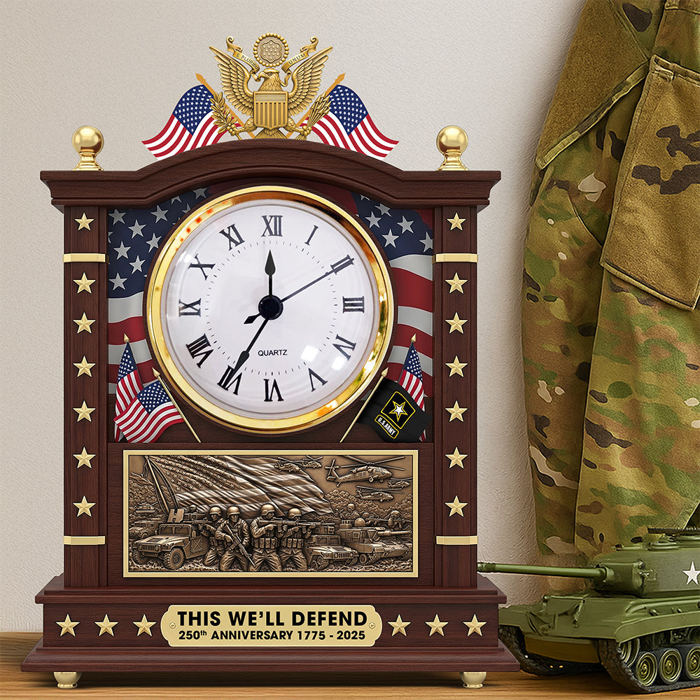"Honor Courage Commitment" - Personalized Military Desk Clock Plaque - Custom Gift for Veterans and Soldiers Clock Plaques PopCulturePrints