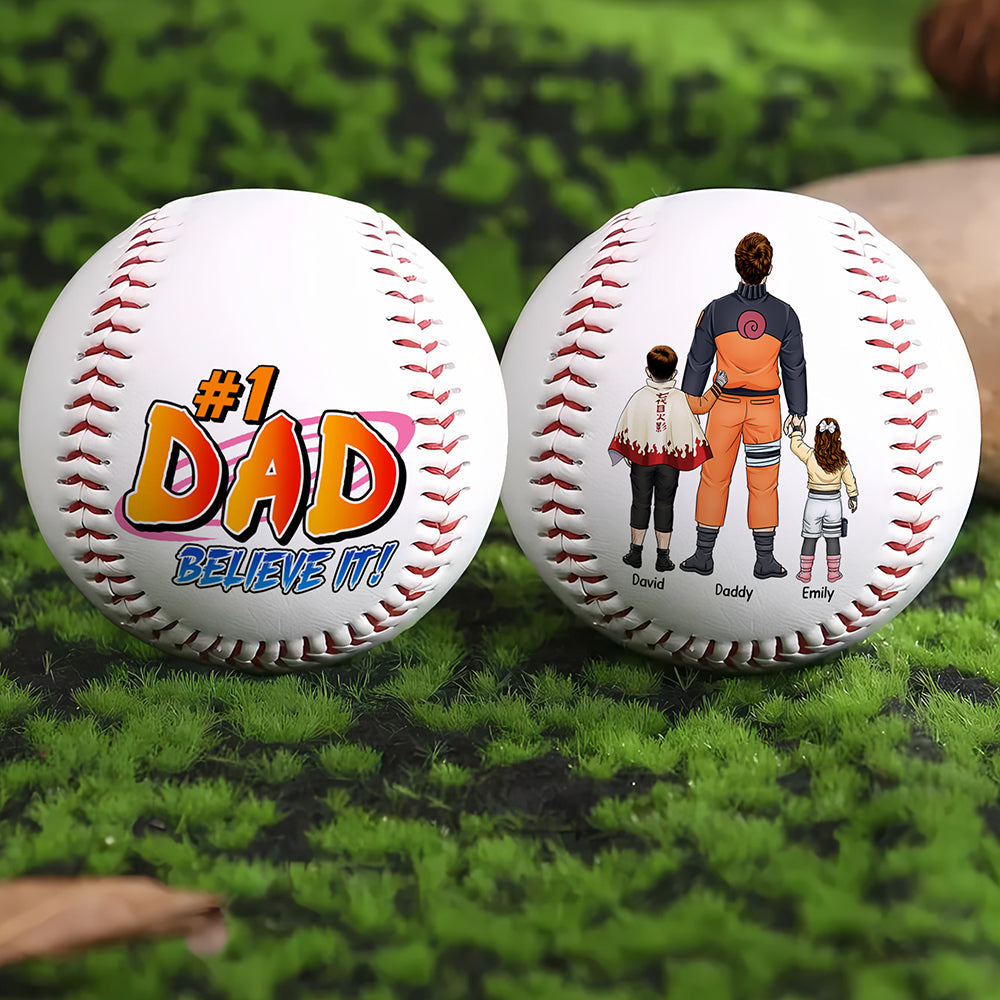 #1 DAD, BELIEVE IT! Personalized Baseball - Custom Gift for Dads, Fathers, Papas, and Grandfathers Baseball PopCulturePrints