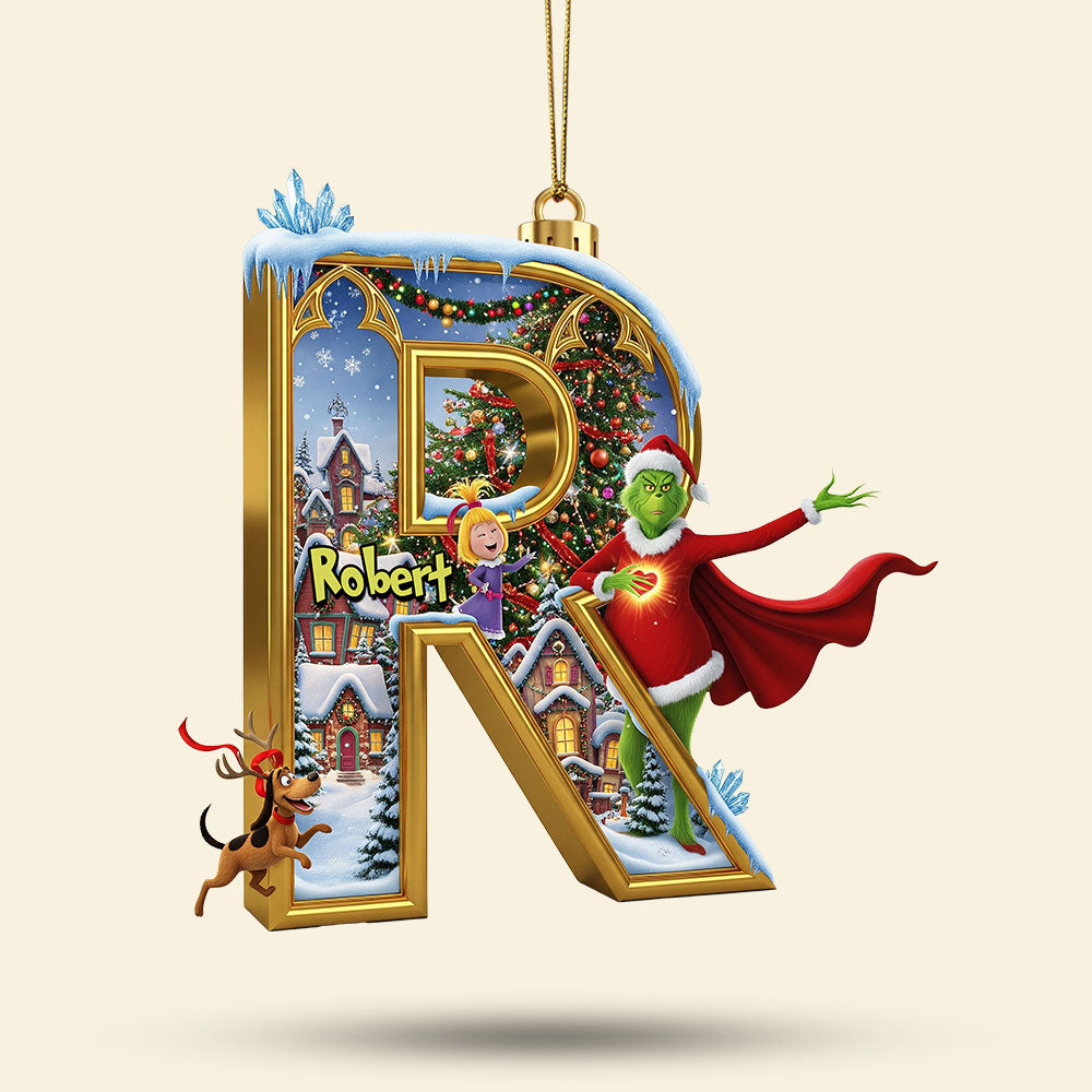 Celebrate with Laughter: Funny Green Guy Ornament - Personalized Letter Gifts for Everyone! Ornament PopCulturePrints