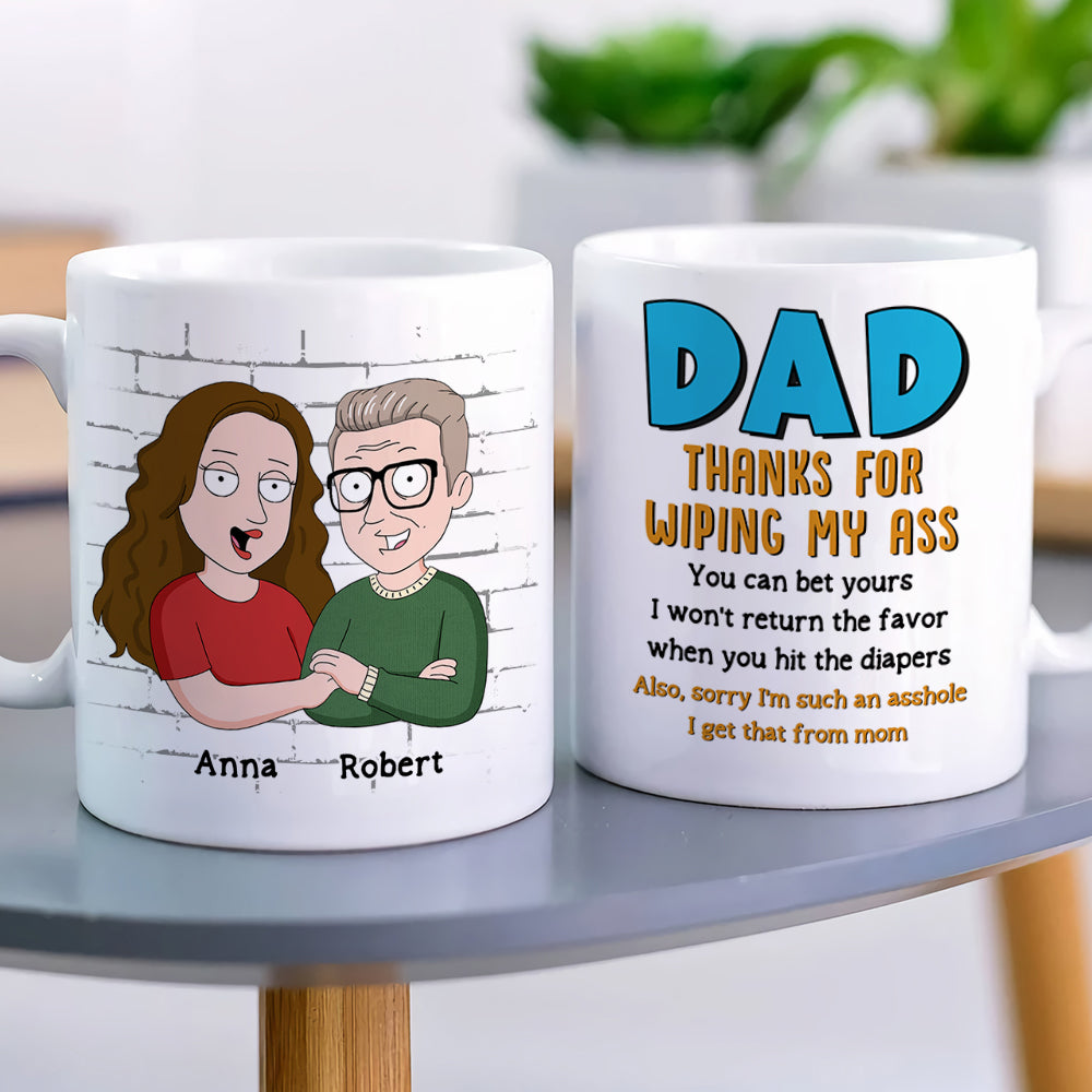 Funny Personalized Cartoon Father's Day Coffee Mug Coffee Mug PopCulturePrints