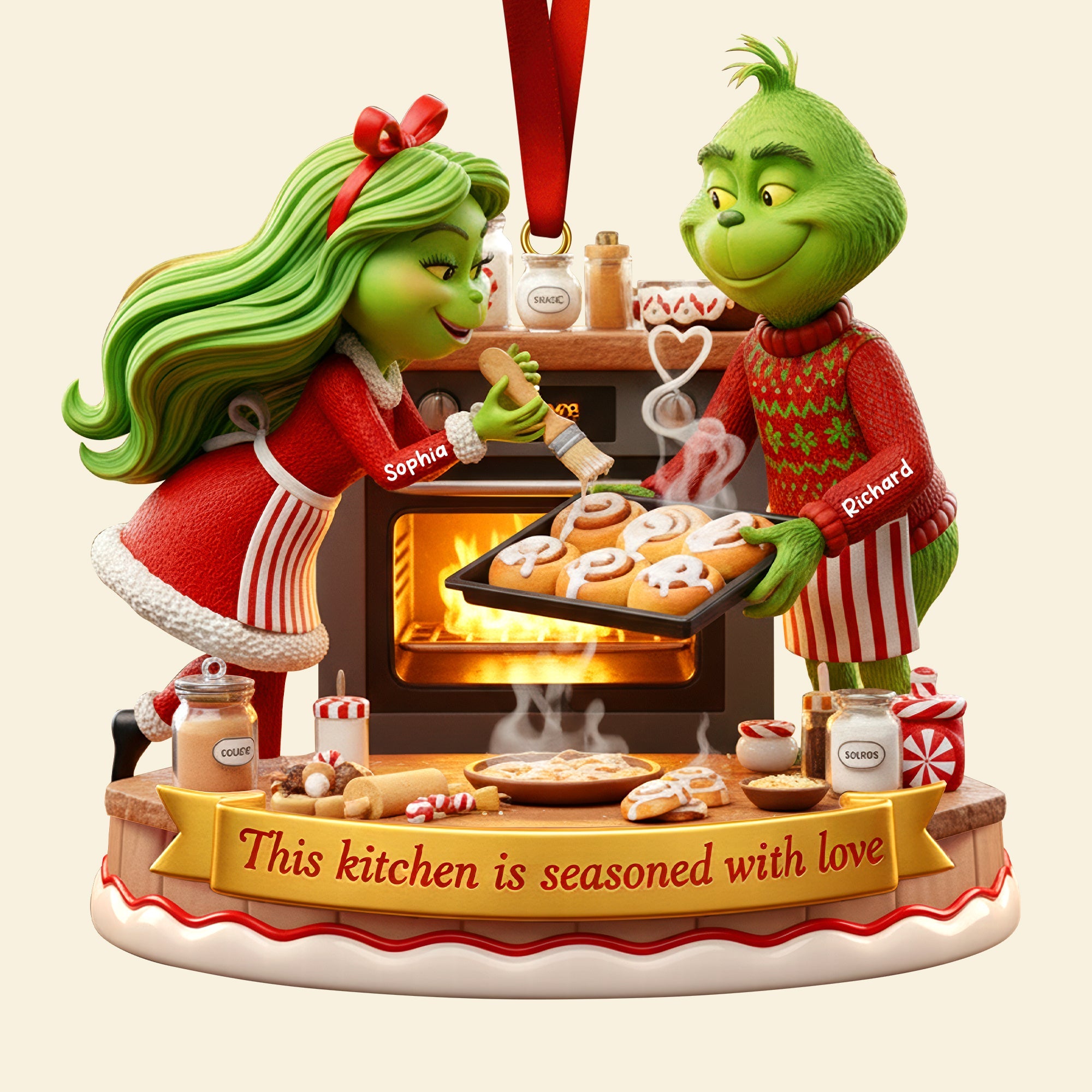 This Kitchen is Seasoned with Love - Personalized Baking Couple Christmas Ornament Ornament PopCulturePrints