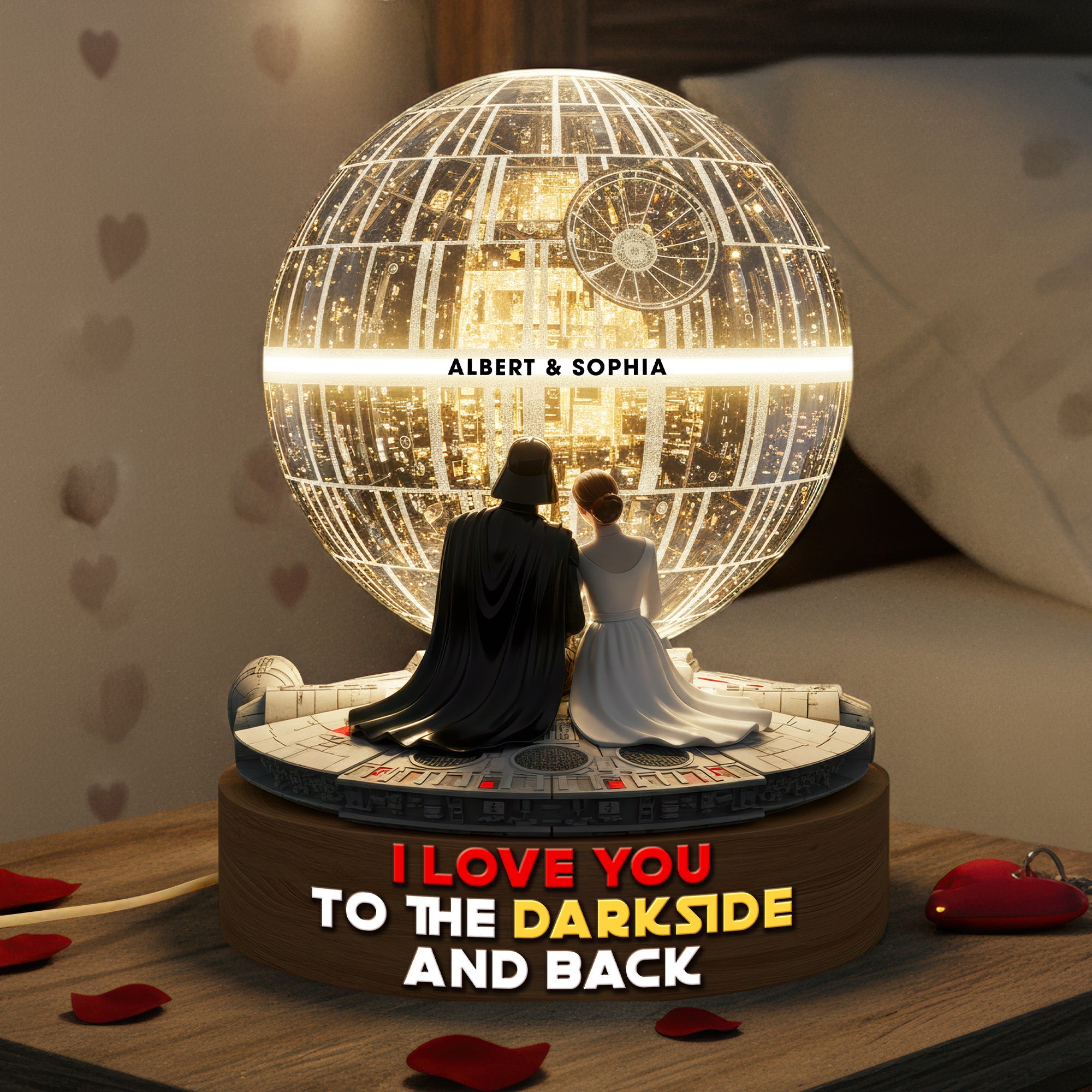 I Love You to the Darkside and Back - Cosmic Couple Acrylic Light Box Light Box PopCulturePrints