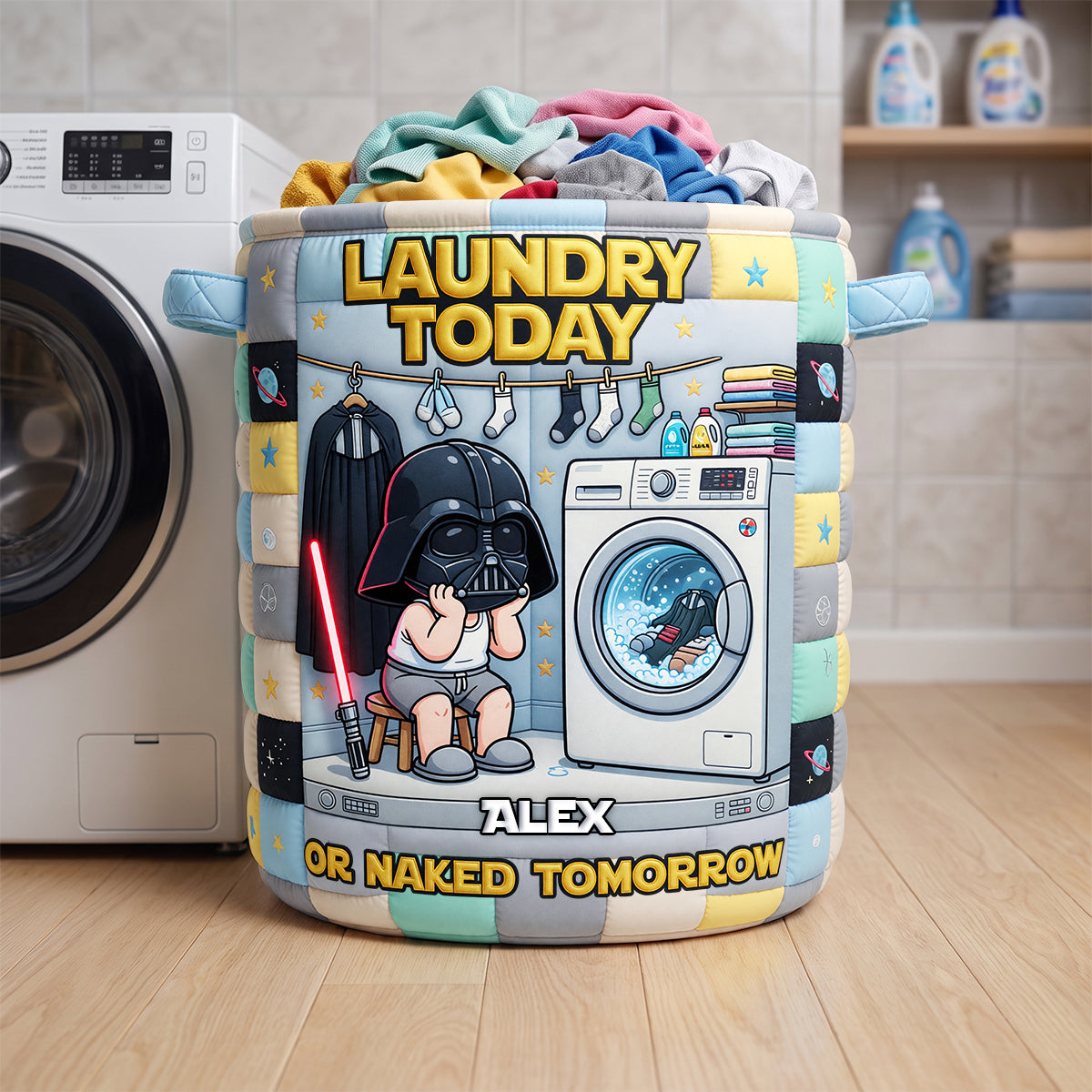 Space Warrior Quilted Laundry Basket - Personalized Gifts 02todh090726 Laundry Basket PopCulturePrints