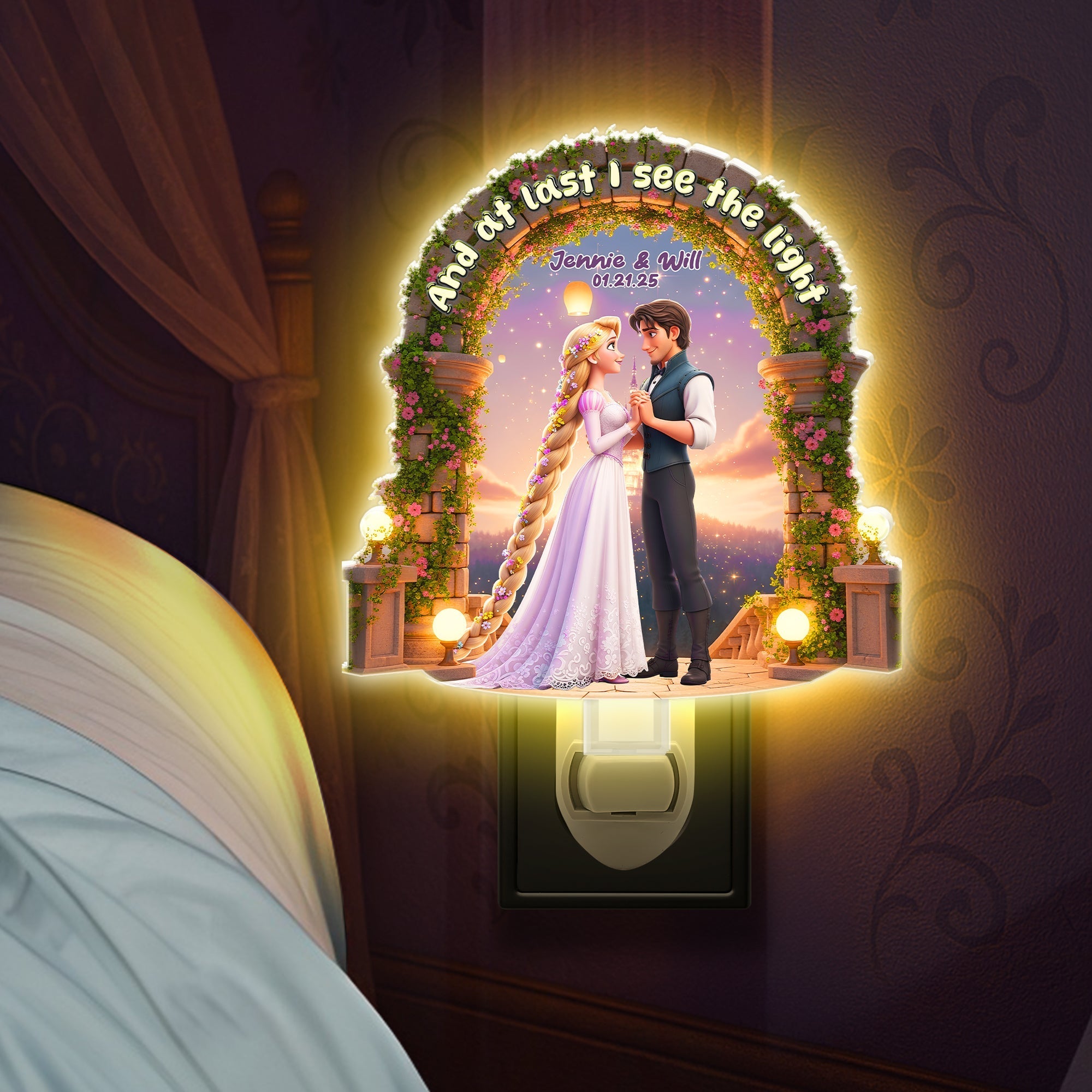 And at last I see the light - Fairy Tale Love Acrylic Night Light, Personalized Gift for Couples Night Light PopCulturePrints