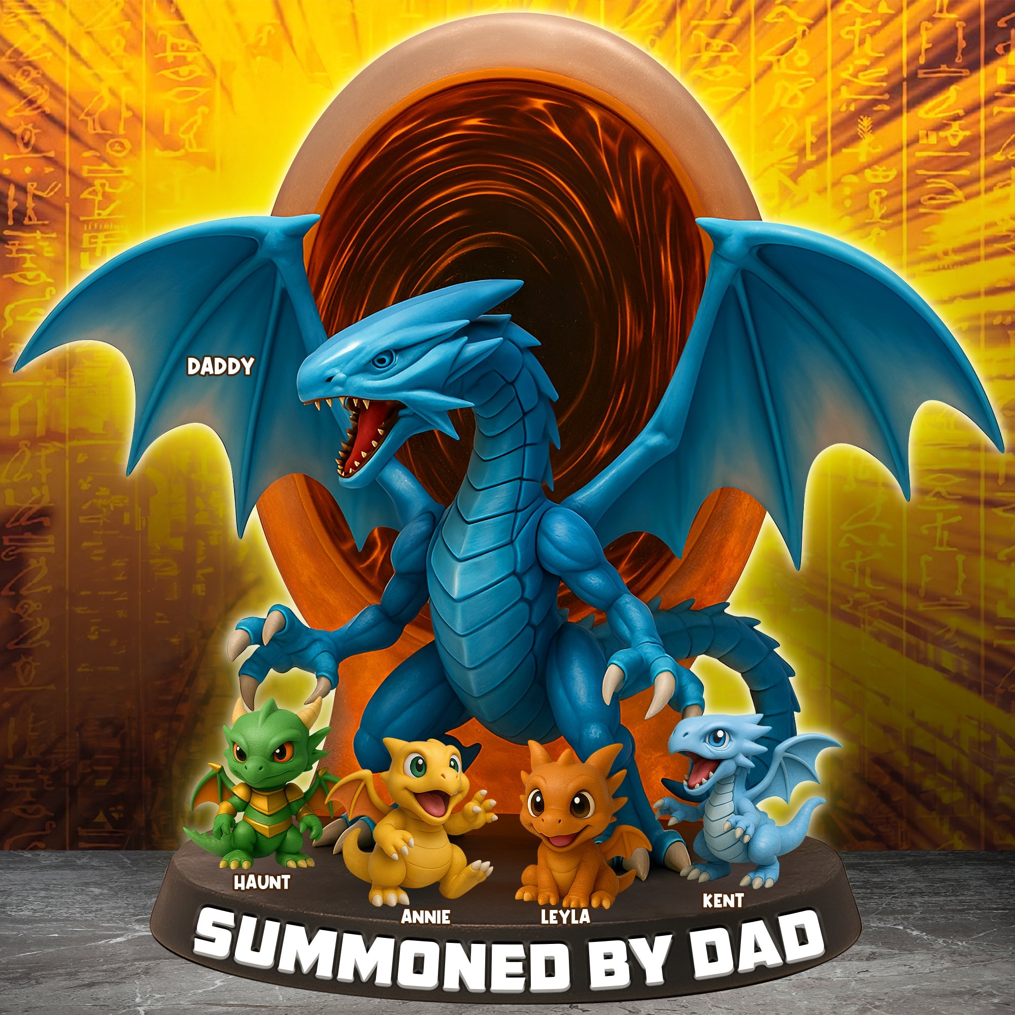 "Summoned by Dad" - Personalized Dragon Dad Acrylic Plaque - Unique Gift for Dad, Grandpa, or Father Figures Shaped Plaques PopCulturePrints