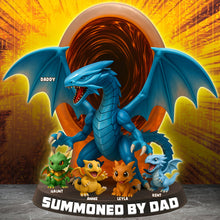 Load image into Gallery viewer, &quot;Summoned by Dad&quot; - Personalized Dragon Dad Acrylic Plaque - Unique Gift for Dad, Grandpa, or Father Figures Shaped Plaques PopCulturePrints
